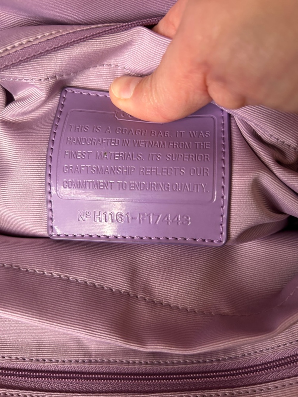 Coach Khaki Signature Tote diaper bag  with Lavender Trim - Picture 8 of 16